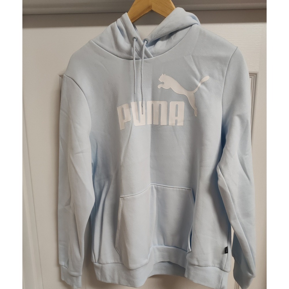 Puma Womens Light Blue Pullover‎ Hoodie Fleece Lined Logo Graphic XL